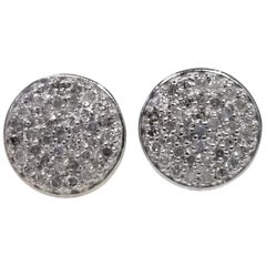 14 Karat White Gold Diamond Cluster Round Earrings Pave' Set