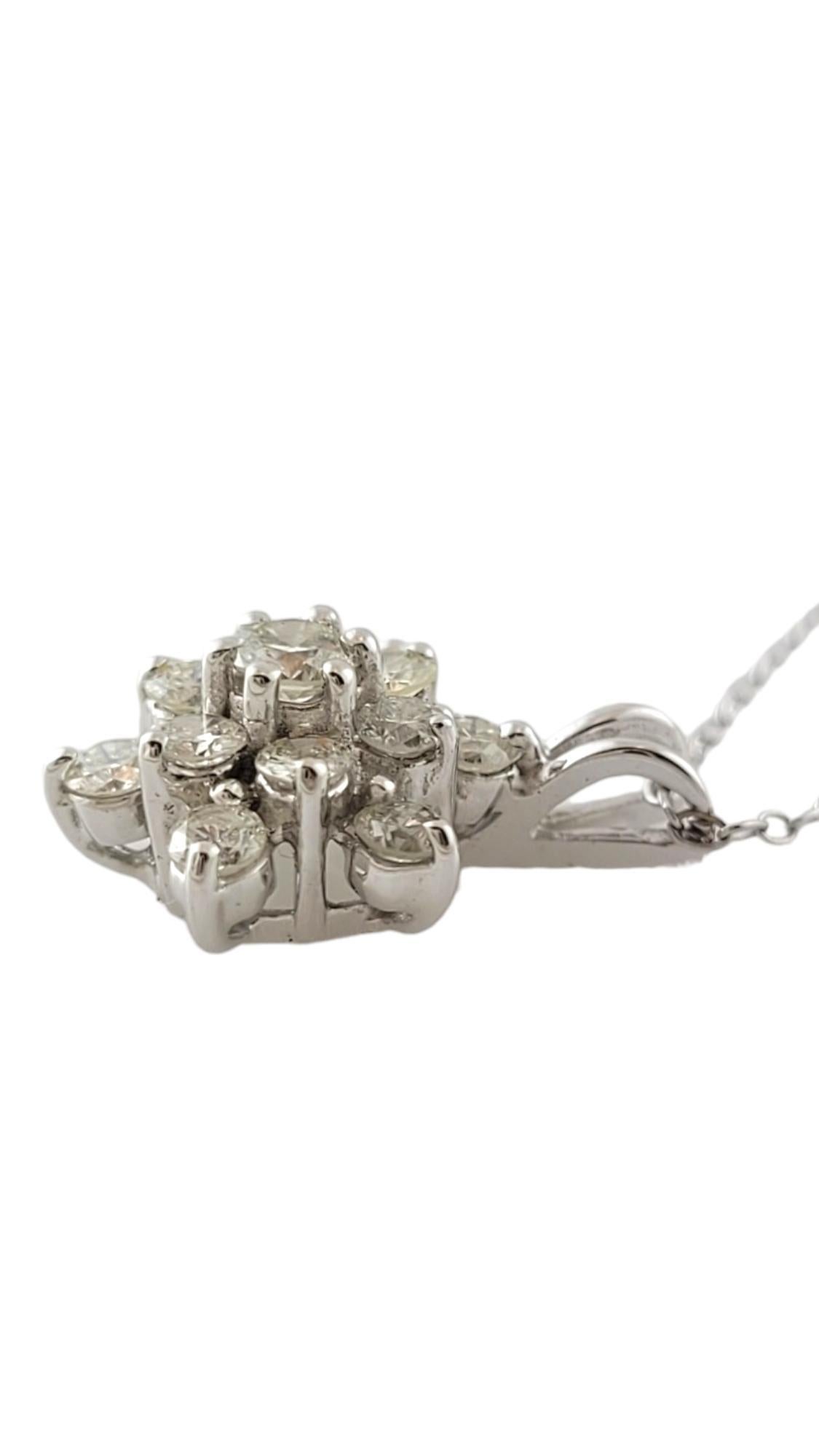 Brilliant Cut 14 Karat White Gold Diamond Cluster Star Pendant Necklace #17833