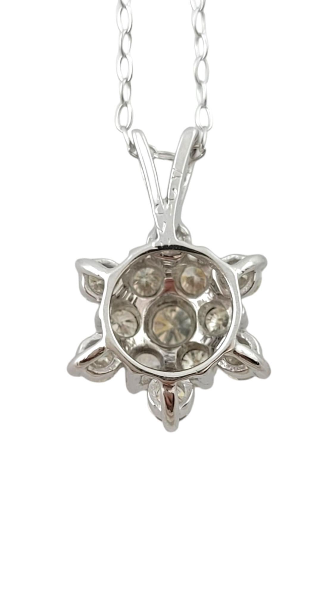 14 Karat White Gold Diamond Cluster Star Pendant Necklace #17833 In Good Condition In Washington Depot, CT