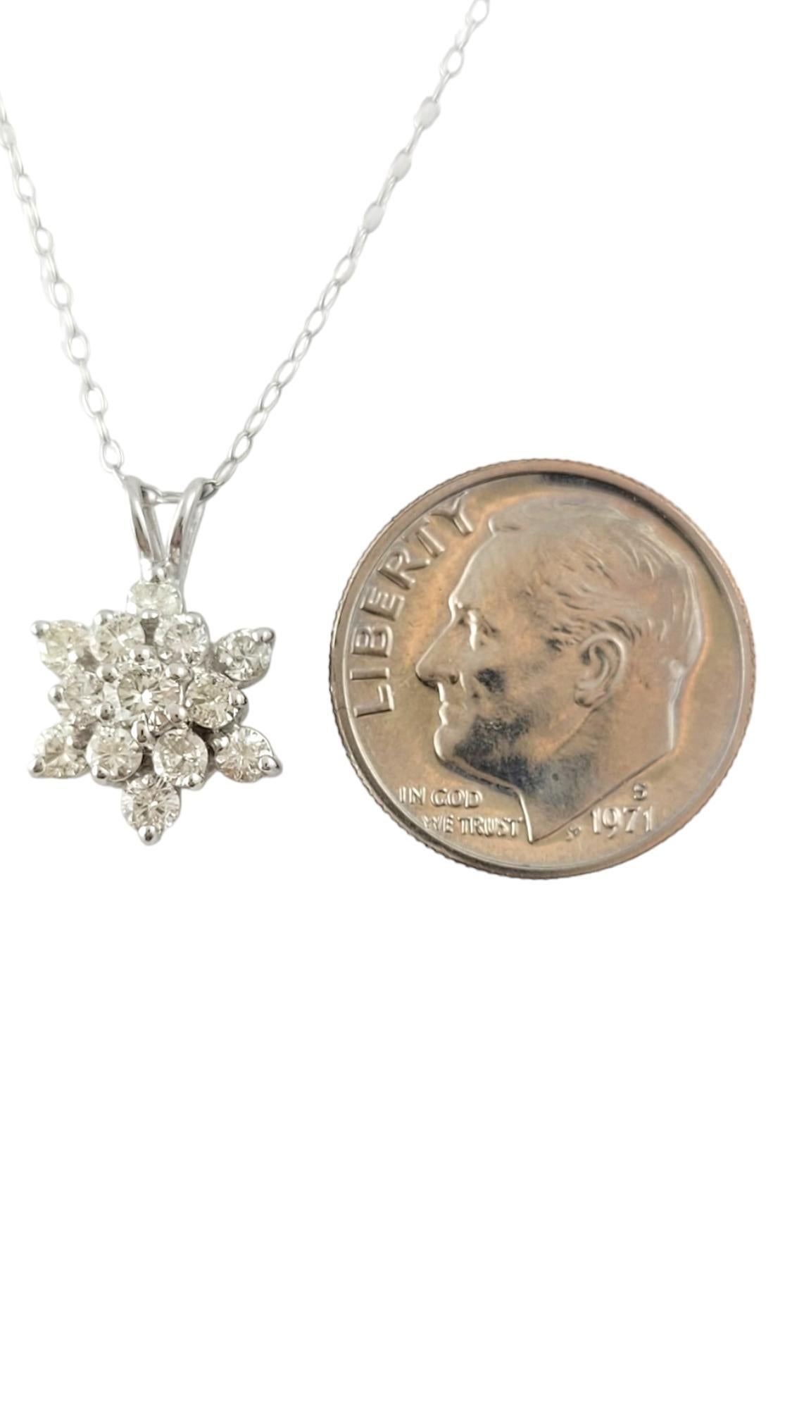 Women's 14 Karat White Gold Diamond Cluster Star Pendant Necklace #17833