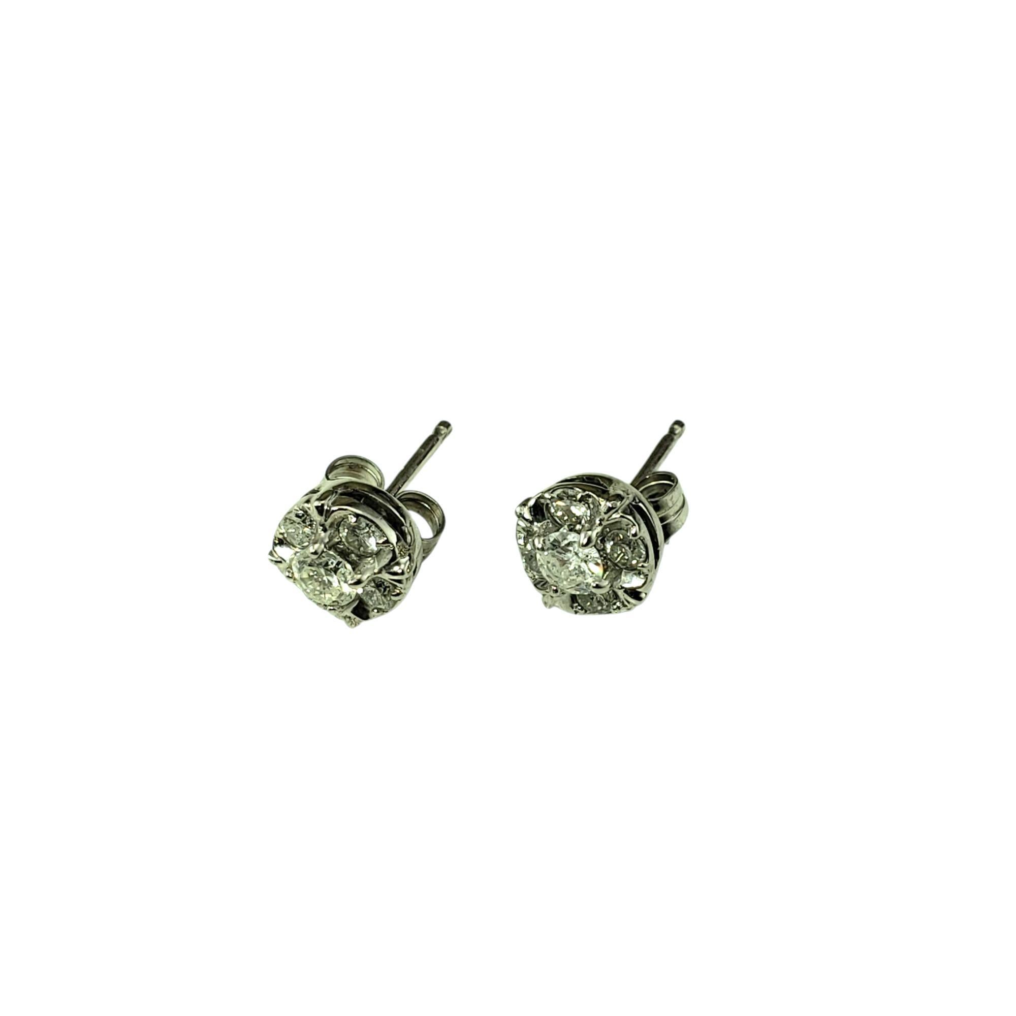 Brilliant Cut 14 Karat White Gold Diamond Cluster Stud Earrings #21352 For Sale