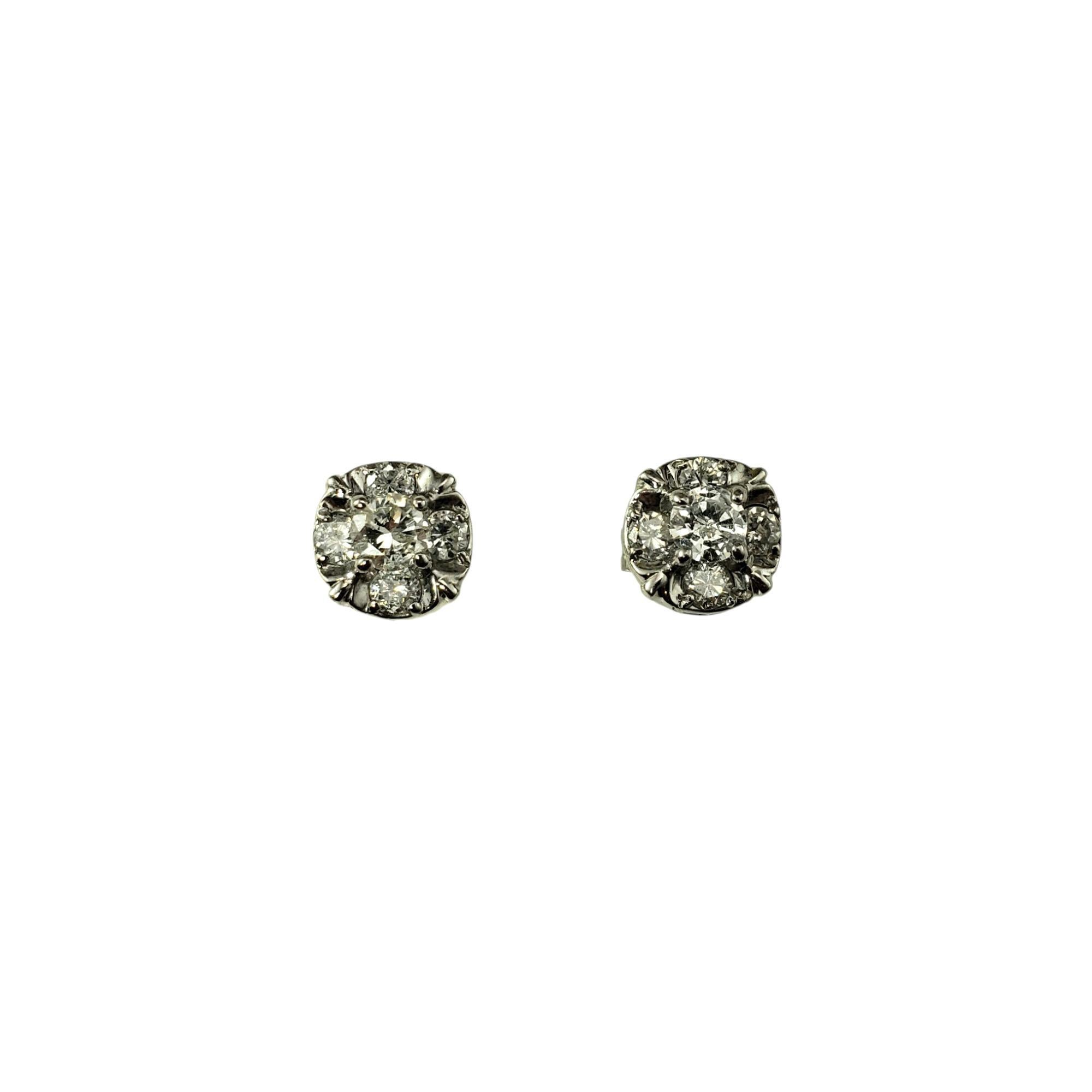 14 Karat White Gold Diamond Cluster Stud Earrings #21352