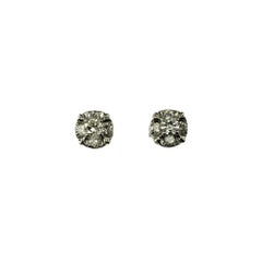 14 Karat White Gold Diamond Cluster Stud Earrings #21352