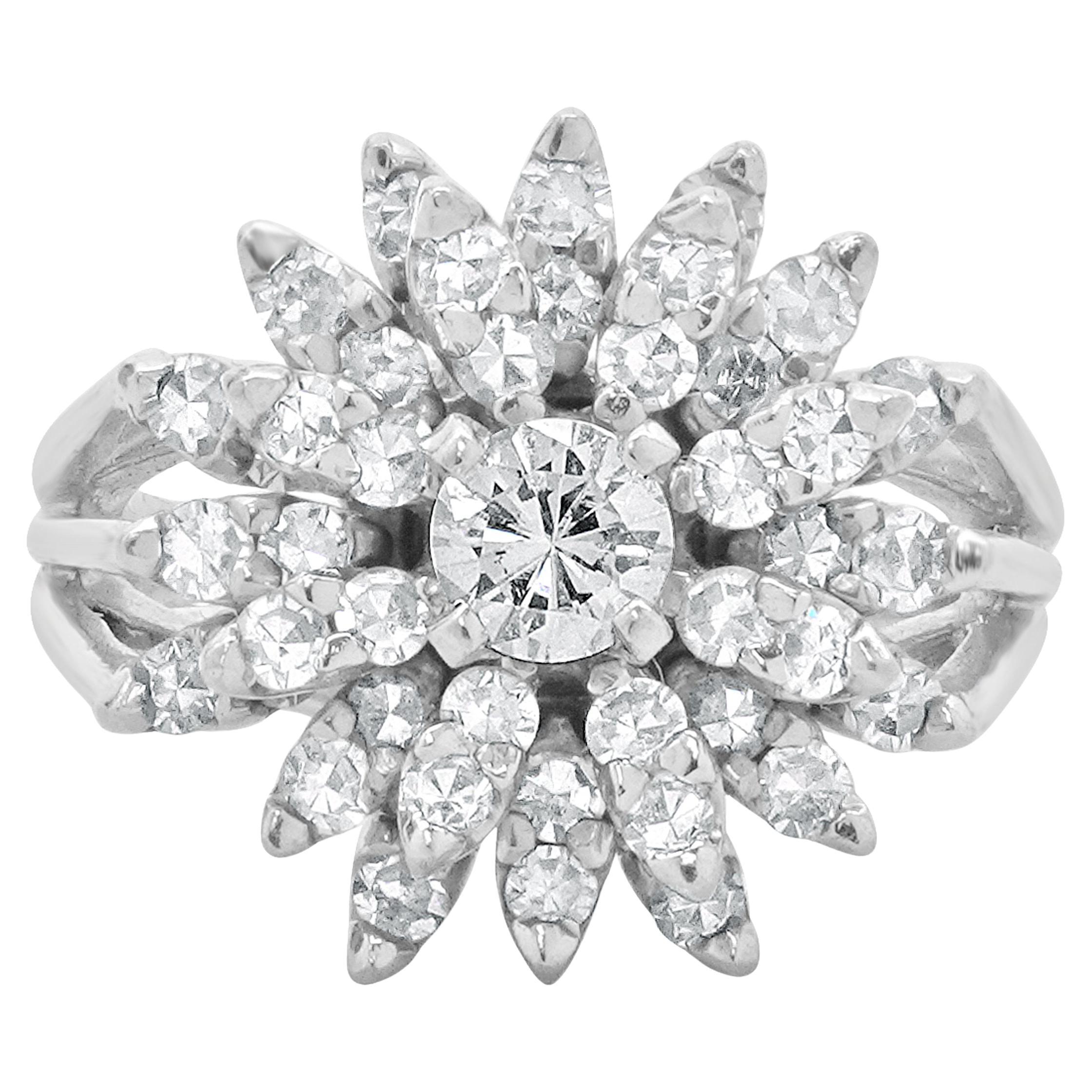 14 Karat Weißgold Diamant-Cocktailring