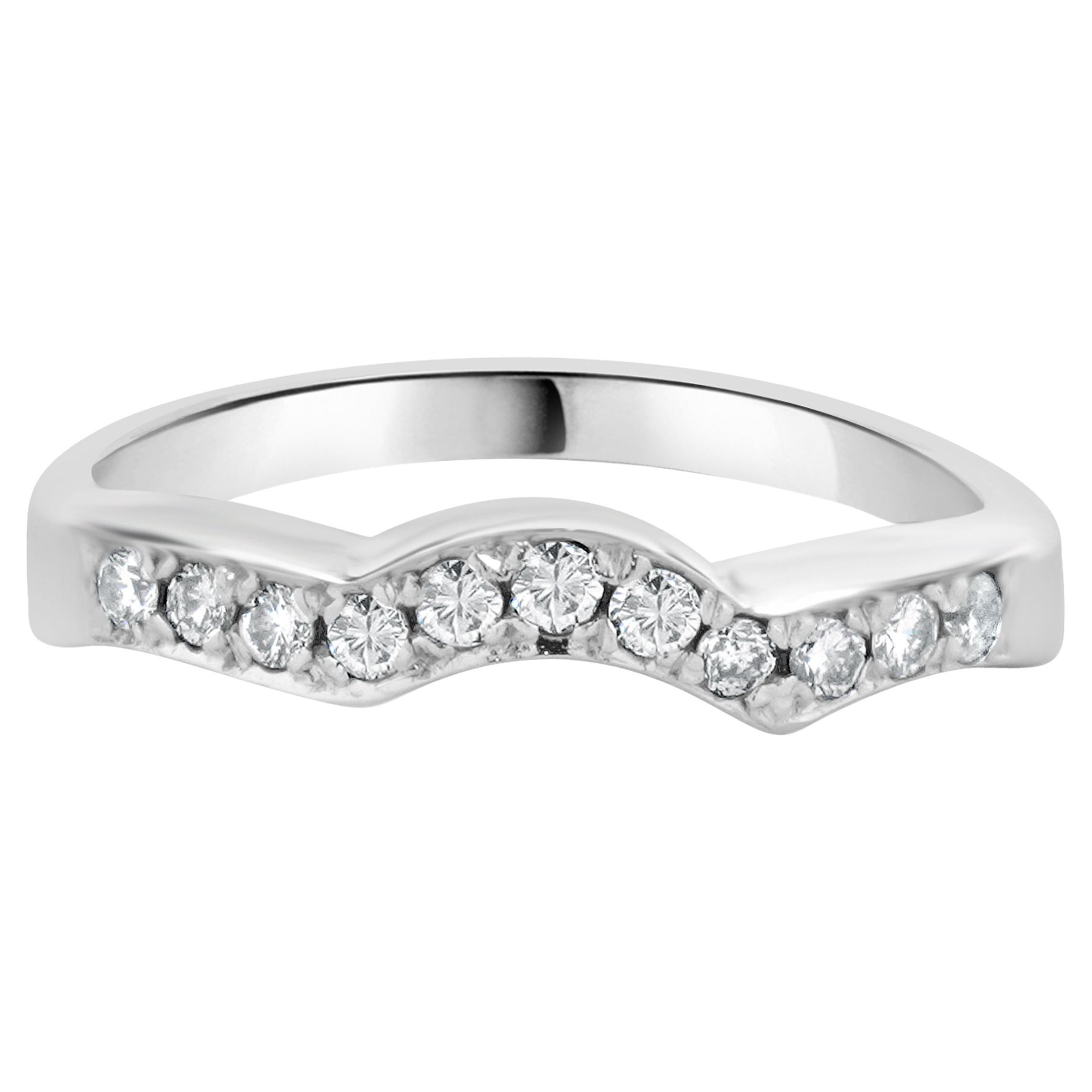 14 Karat White Gold Diamond Contour Band