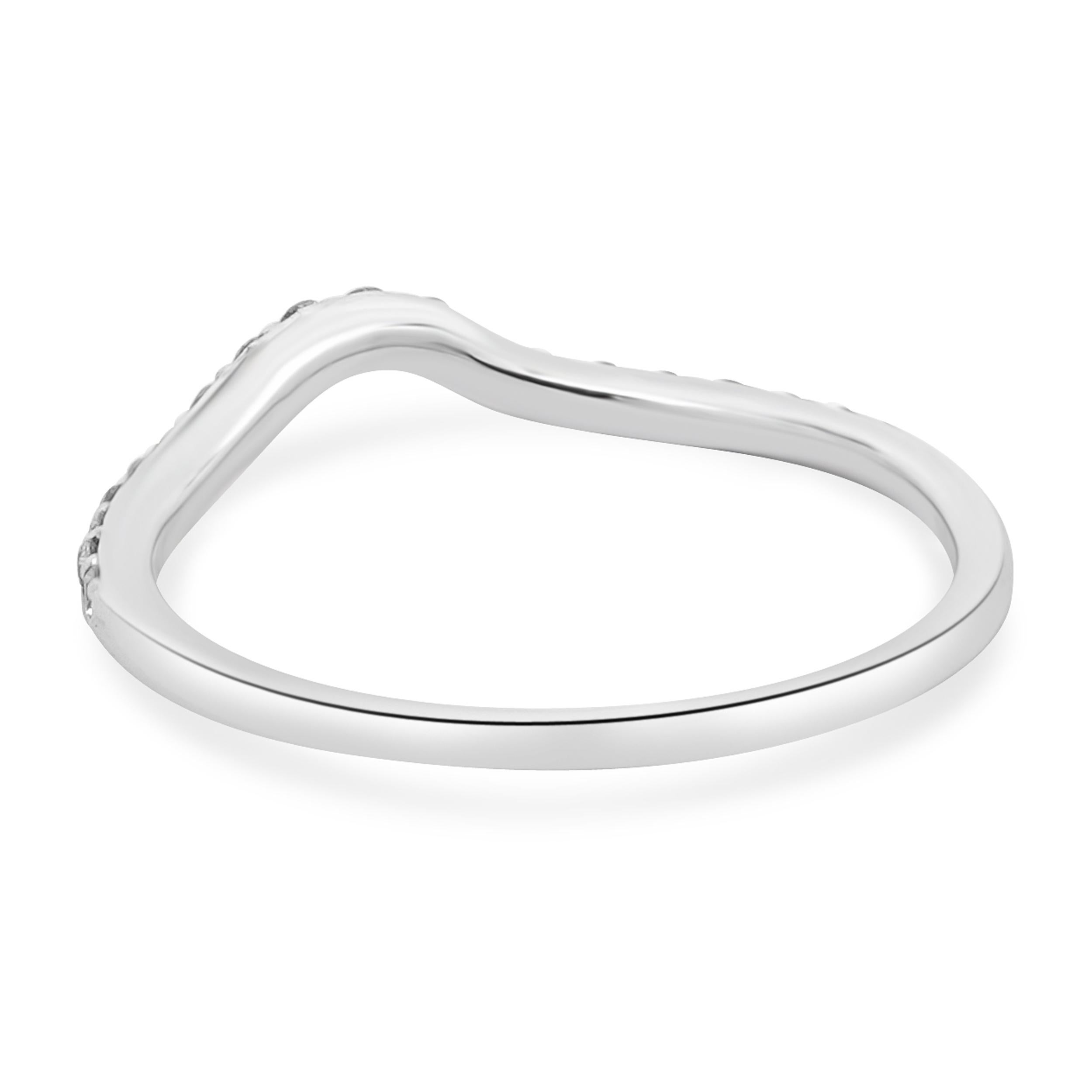 Round Cut 14 Karat White Gold Diamond Contoured Band For Sale
