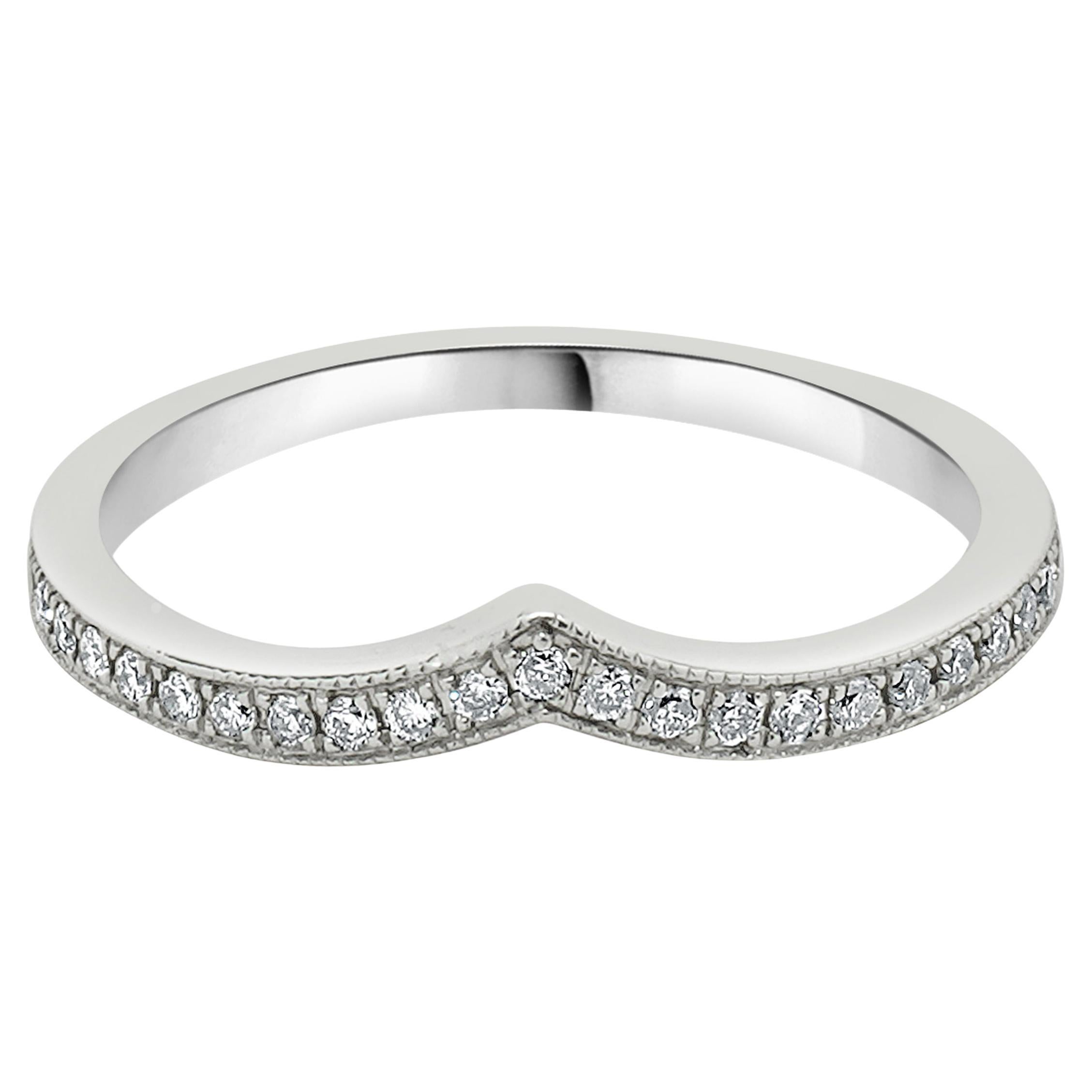 14 Karat White Gold Diamond Contoured Band