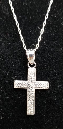 14 Karat White Gold Diamond Cross