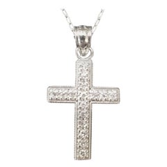 14 Karat White Gold Diamond Cross