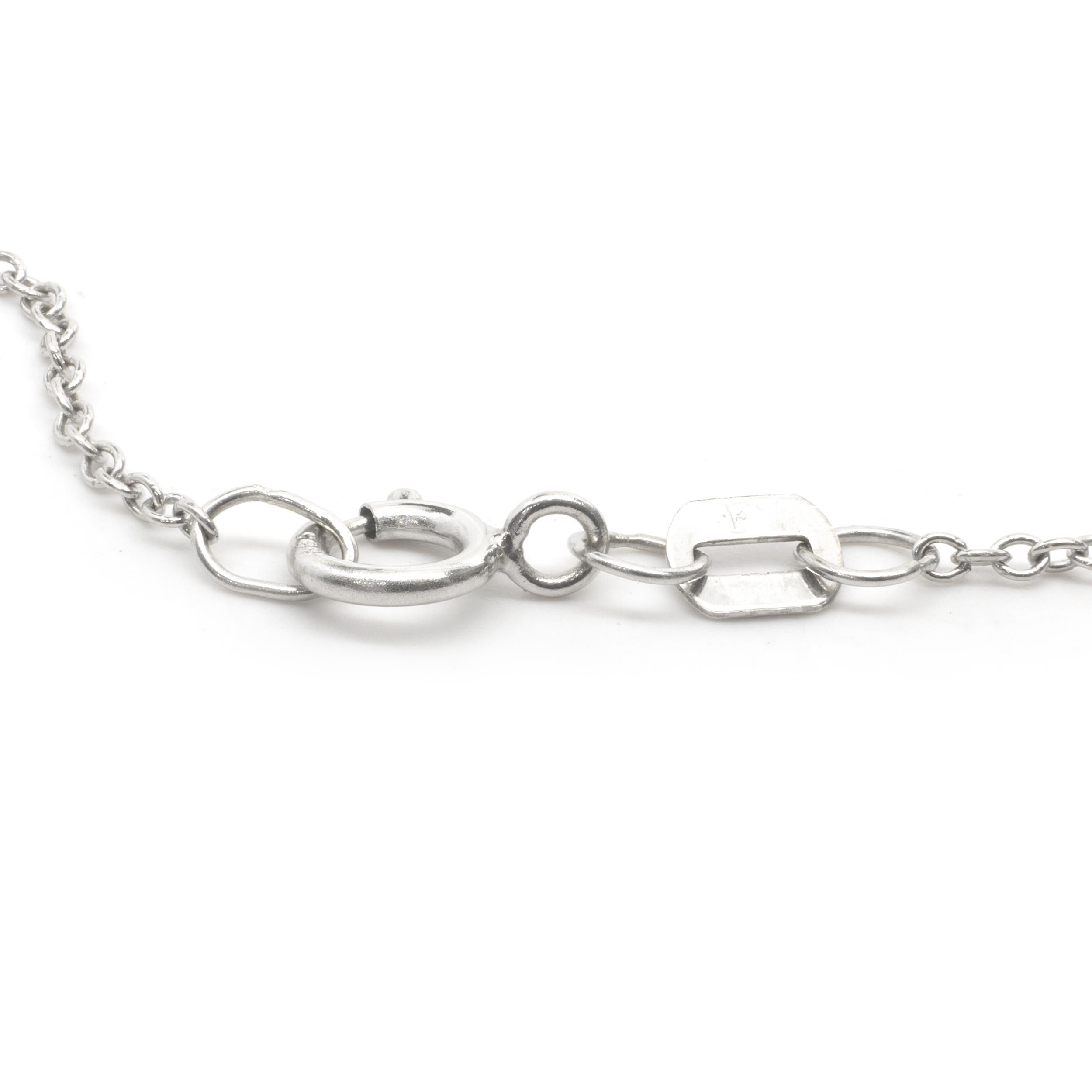 Round Cut 14 Karat White Gold Diamond Cross Necklace