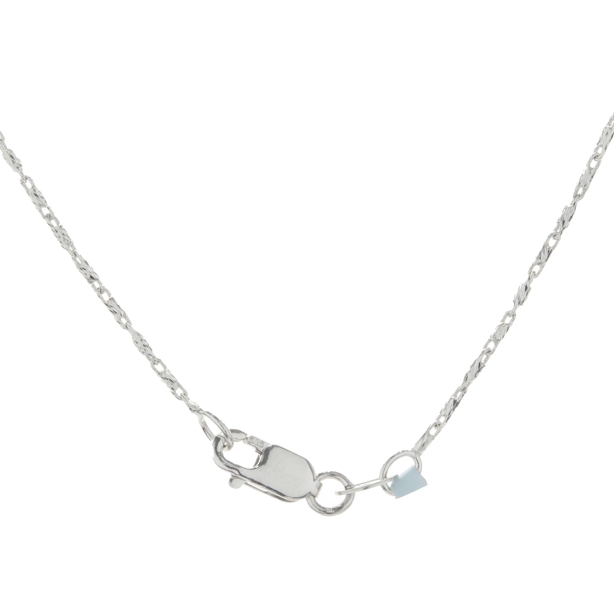 14 Karat White Gold Diamond Cross Necklace In Excellent Condition In Scottsdale, AZ