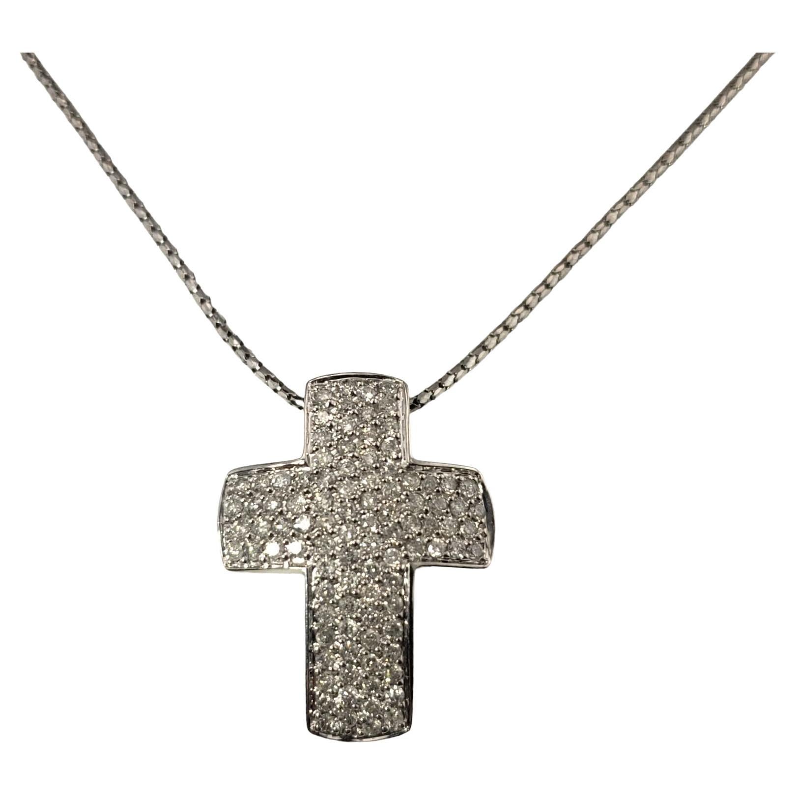14 Karat White Gold Diamond Cross Pendant Necklace at 1stDibs diamond