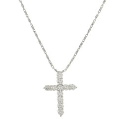14 Karat White Gold Diamond Cross Necklace