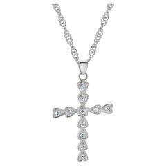 Collar Cruz Diamante Oro Blanco 14 Kilates