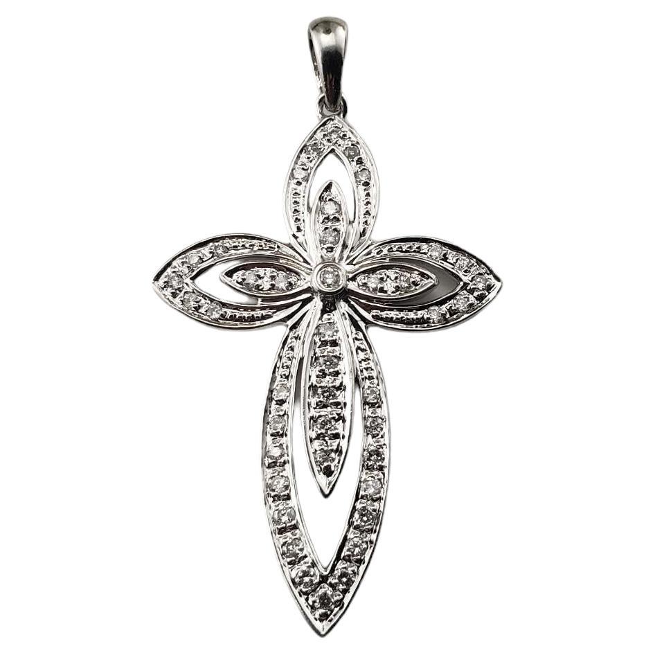 14 Karat White Gold Diamond Cross Pendant #15515 For Sale