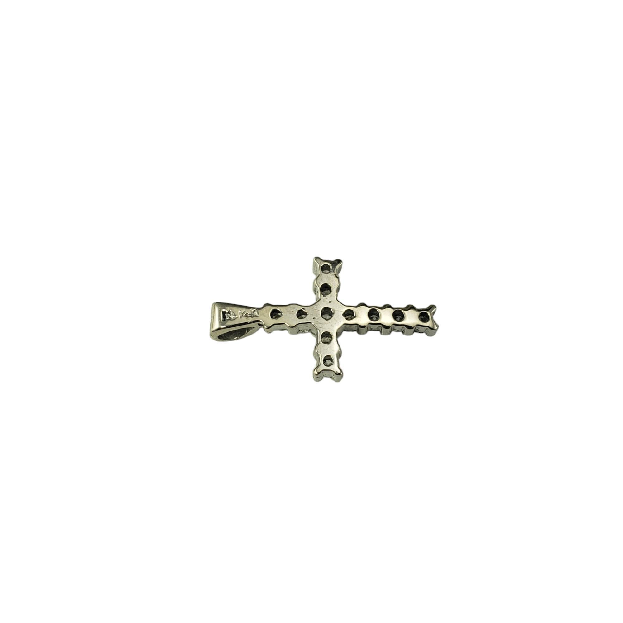 14 Karat White Gold Diamond Cross Pendant #17661 In Good Condition For Sale In Washington Depot, CT