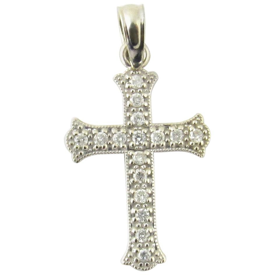 14 Karat White Gold Diamond Cross Pendant