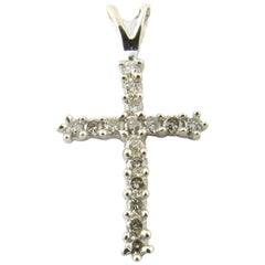 14 Karat White Gold Diamond Cross Pendant