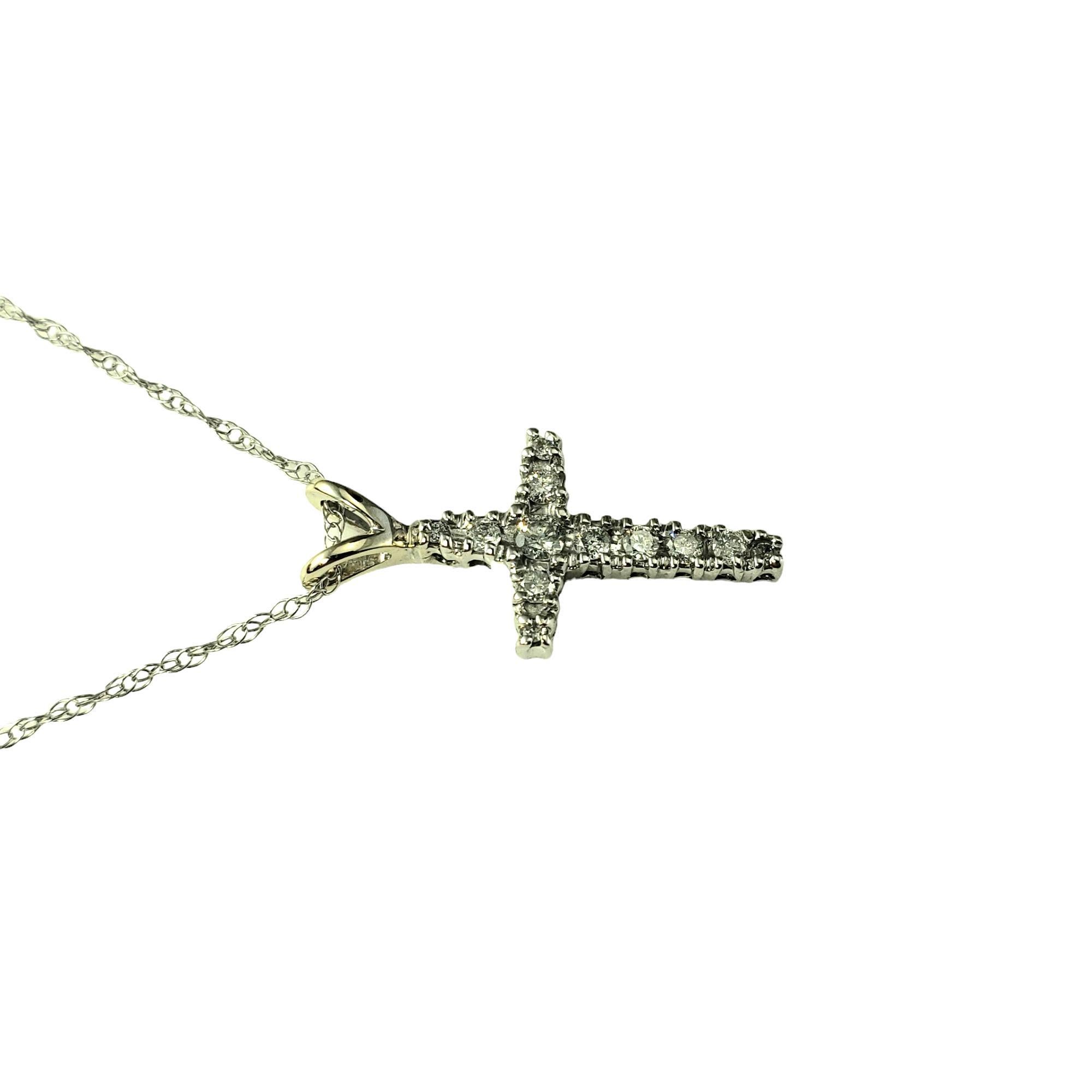 Brilliant Cut 14 Karat White Gold Diamond Cross Pendant Necklace #17298 For Sale
