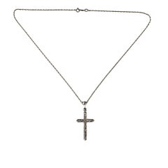 14 Karat Weißgold Diamant-Kreuz-Anhänger-Halskette #21539