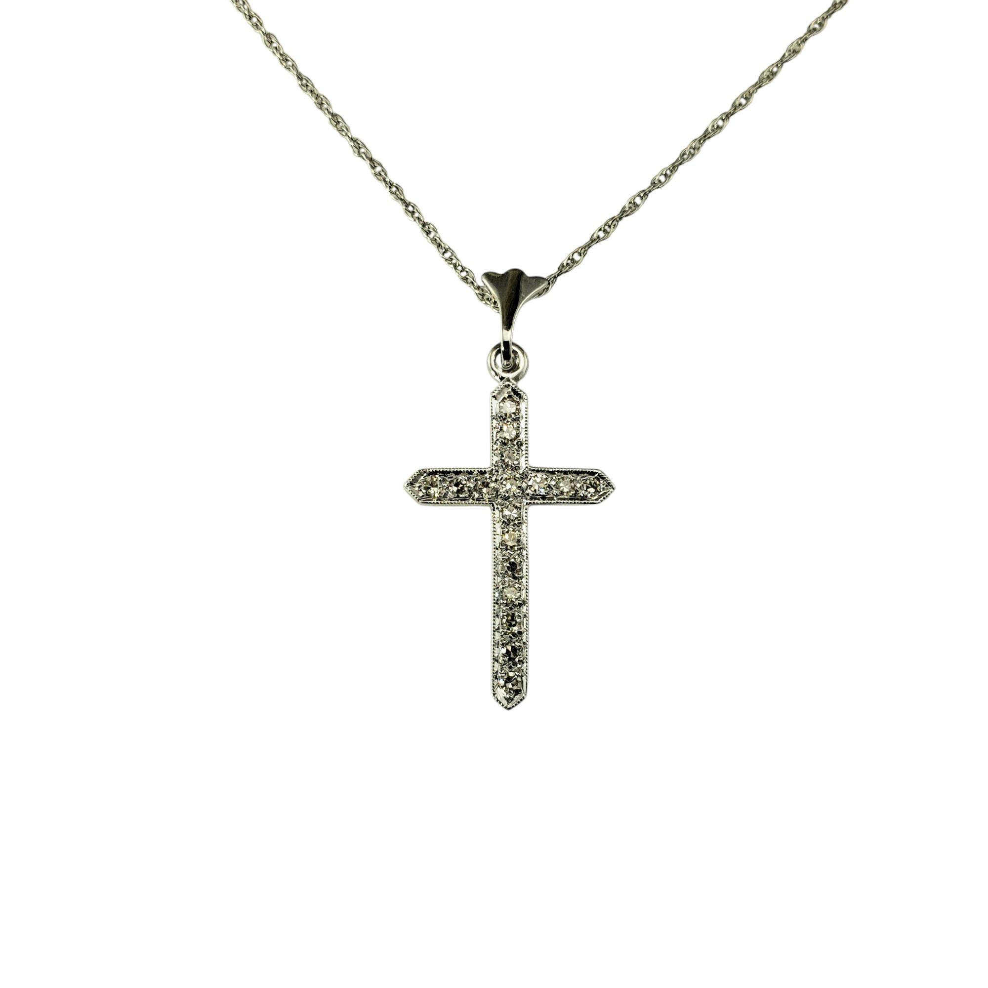 14 Karat White Gold Diamond Cross Pendant Necklace #21539