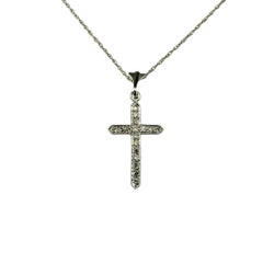 14 Karat White Gold Diamond Cross Pendant Necklace #21539