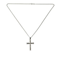 14 Karat White Gold Diamond Cross Pendant Necklace #21563