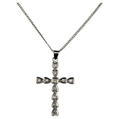 14 Karat White Gold Diamond Cross Pendant Necklace #21563