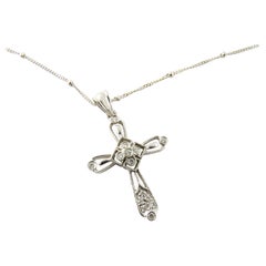 14 Karat White Gold Diamond Cross Pendant Necklace