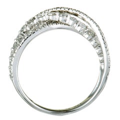 14 Karat White Gold Diamond Crossover Band Ring