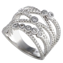 14 Karat White Gold Diamond Crossover Band Ring