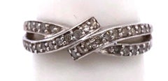 14 Karat White Gold Diamond Crossover Ring Wedding Band