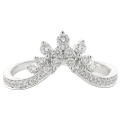 14 Karat White Gold Diamond Crown Ring