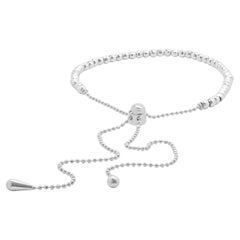 14 Karat White Gold Diamond Cut Adjustable Beaded Bracelet