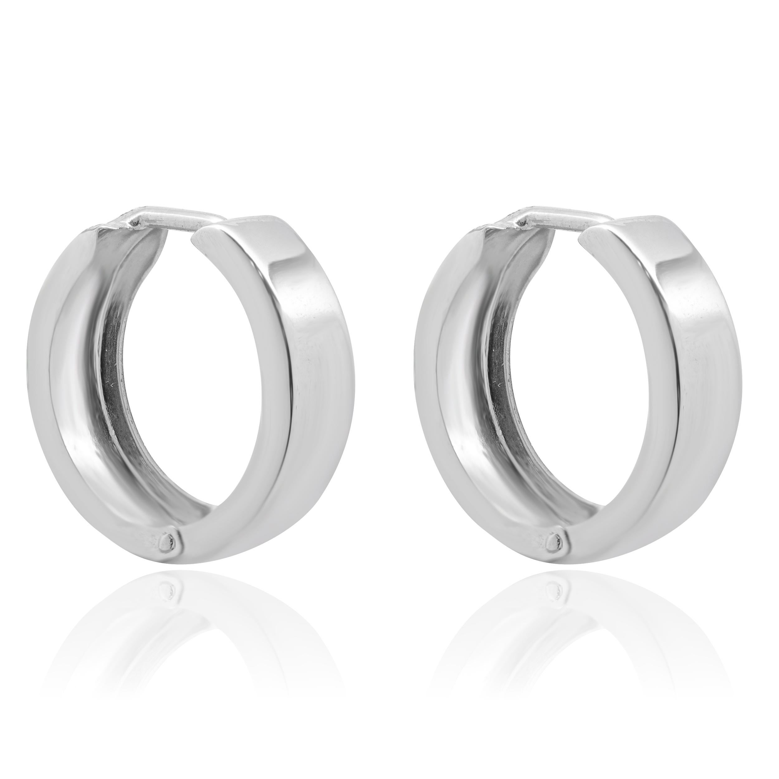 Pendientes de aro de oro blanco de 14 quilates con corte de diamante en Excelente estado para la venta en Scottsdale, AZ