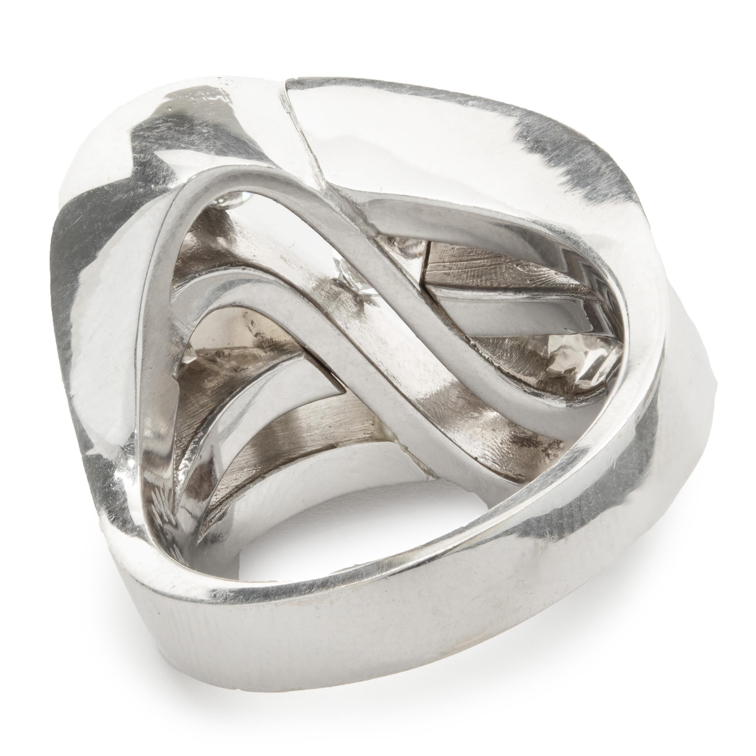14 Karat White Gold Diamond Cut Out Wave Ring In Excellent Condition For Sale In Scottsdale, AZ