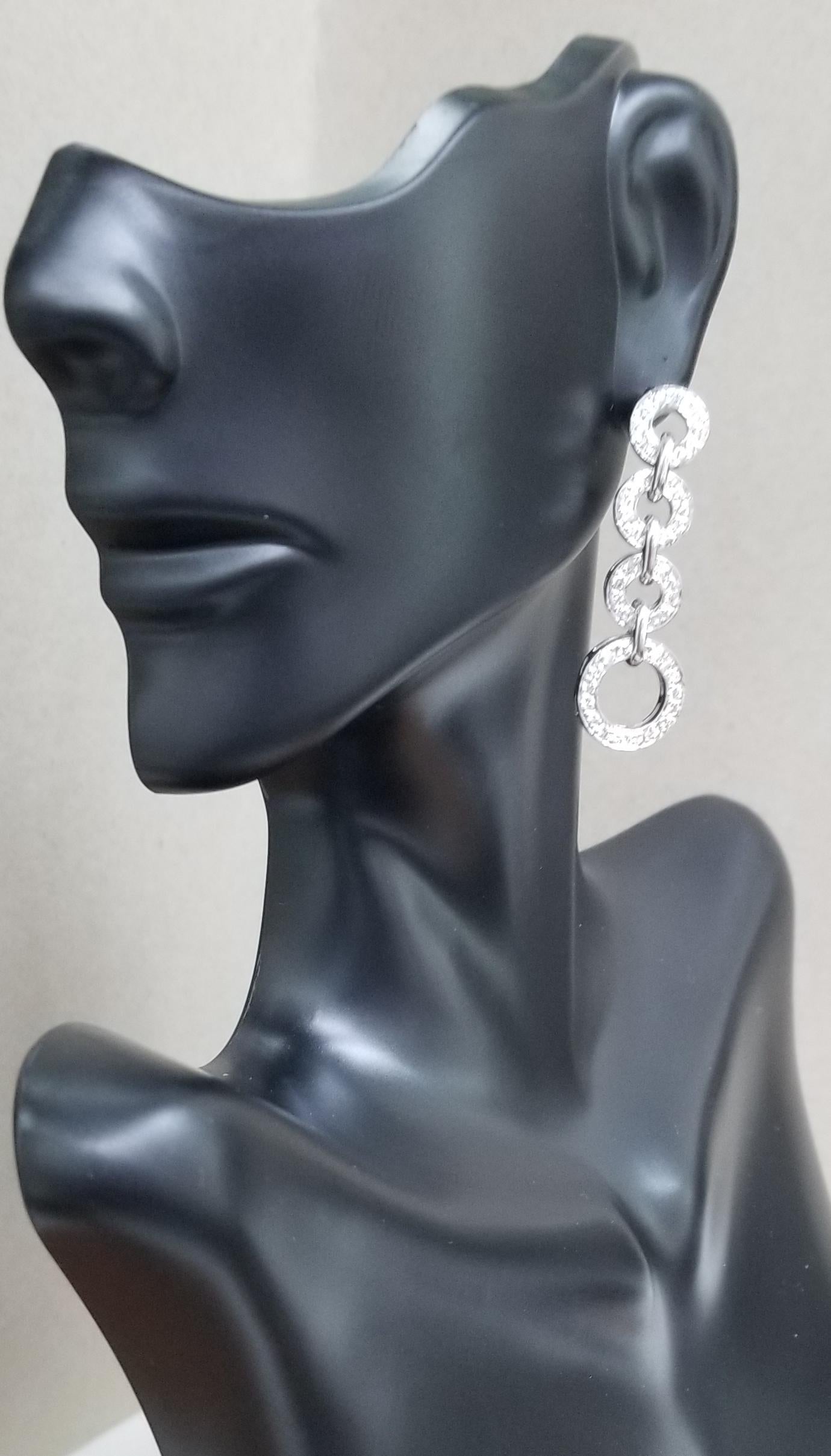 Art Deco 14 Karat White Gold Diamond Dangle Earrings