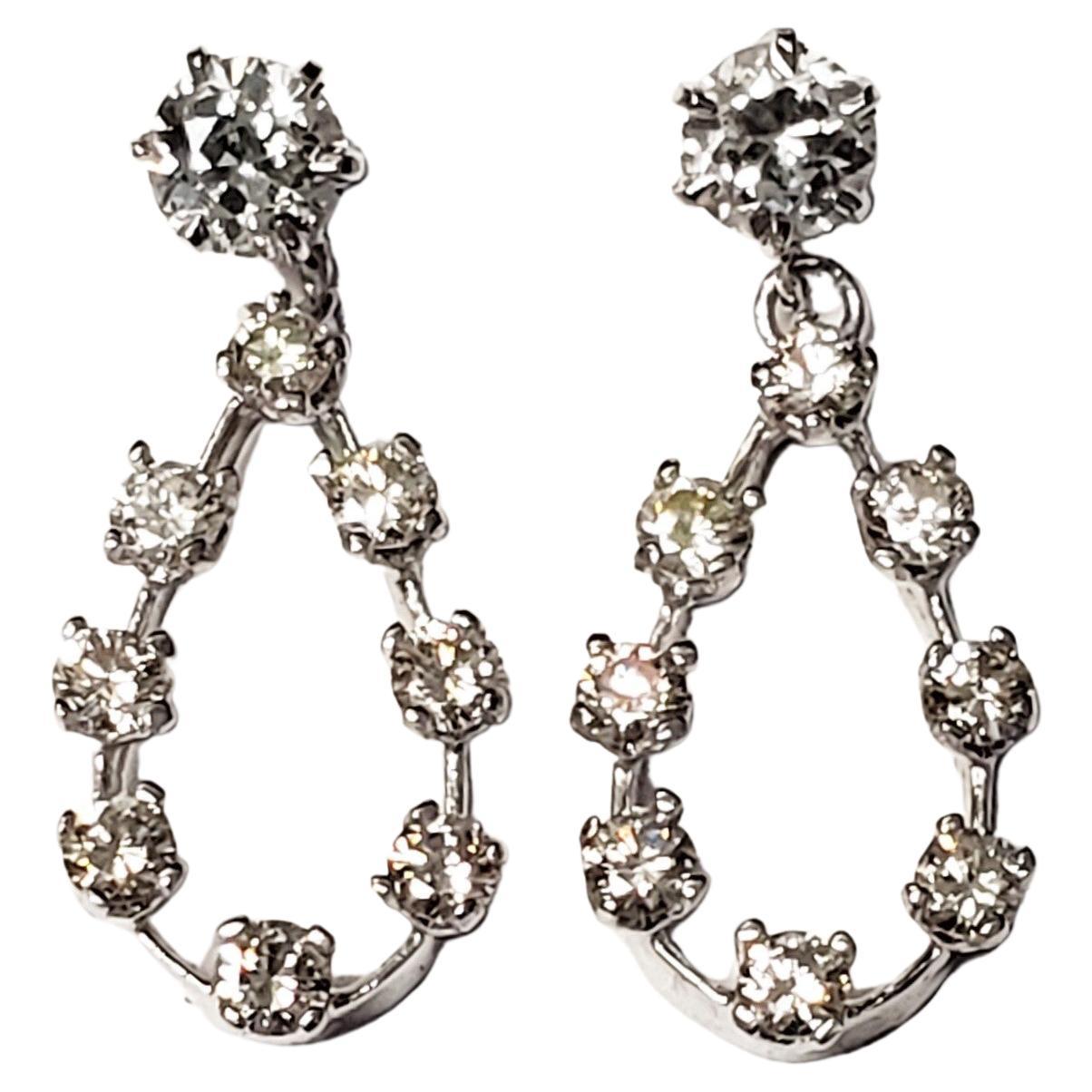 14 Karat White Gold Diamond and Dangle Earrings For Sale at 1stDibs