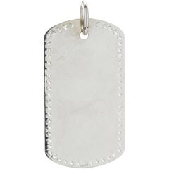 14 Karat White Gold Diamond Dog Tag Pendant