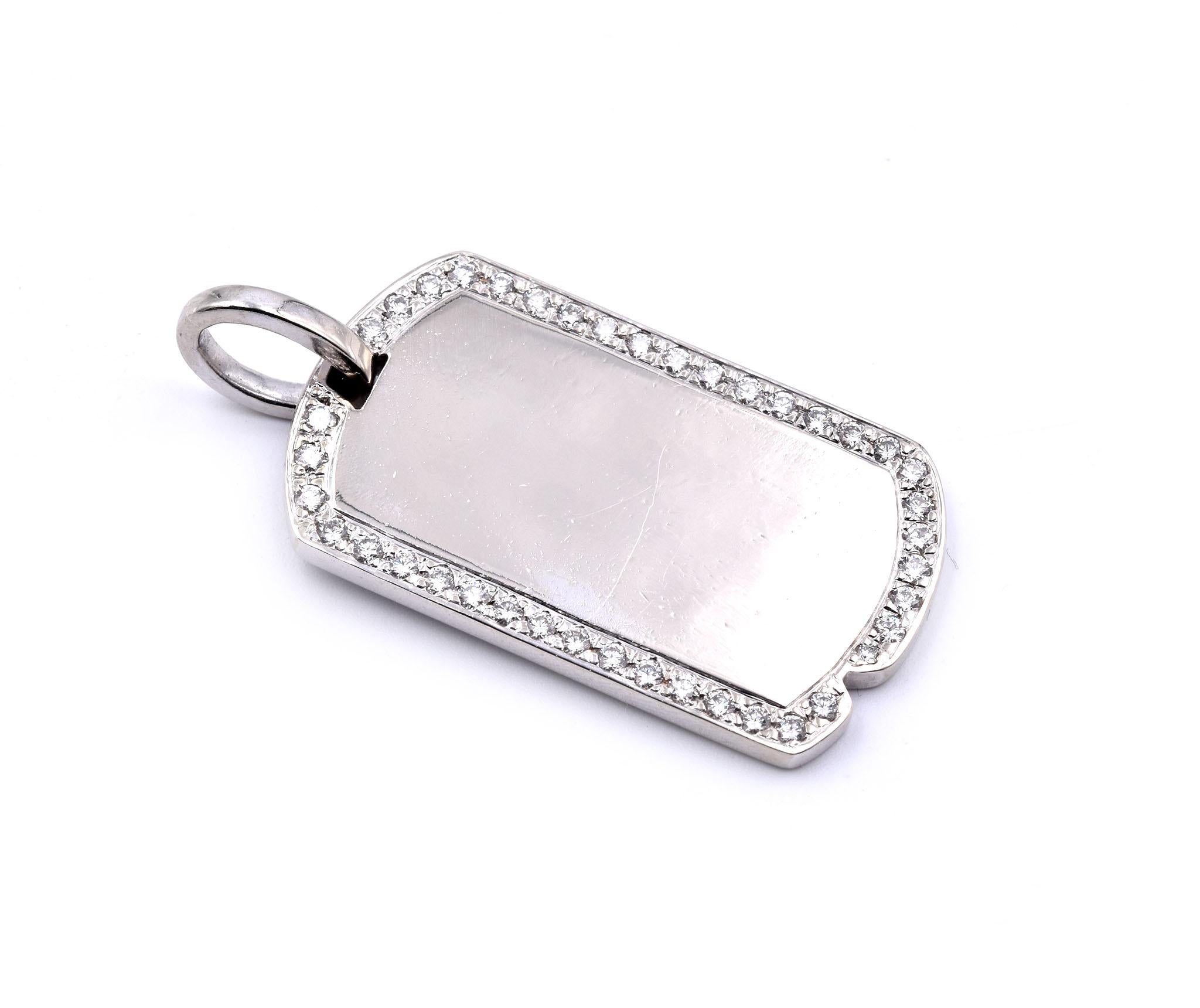 white gold dog tags with diamonds