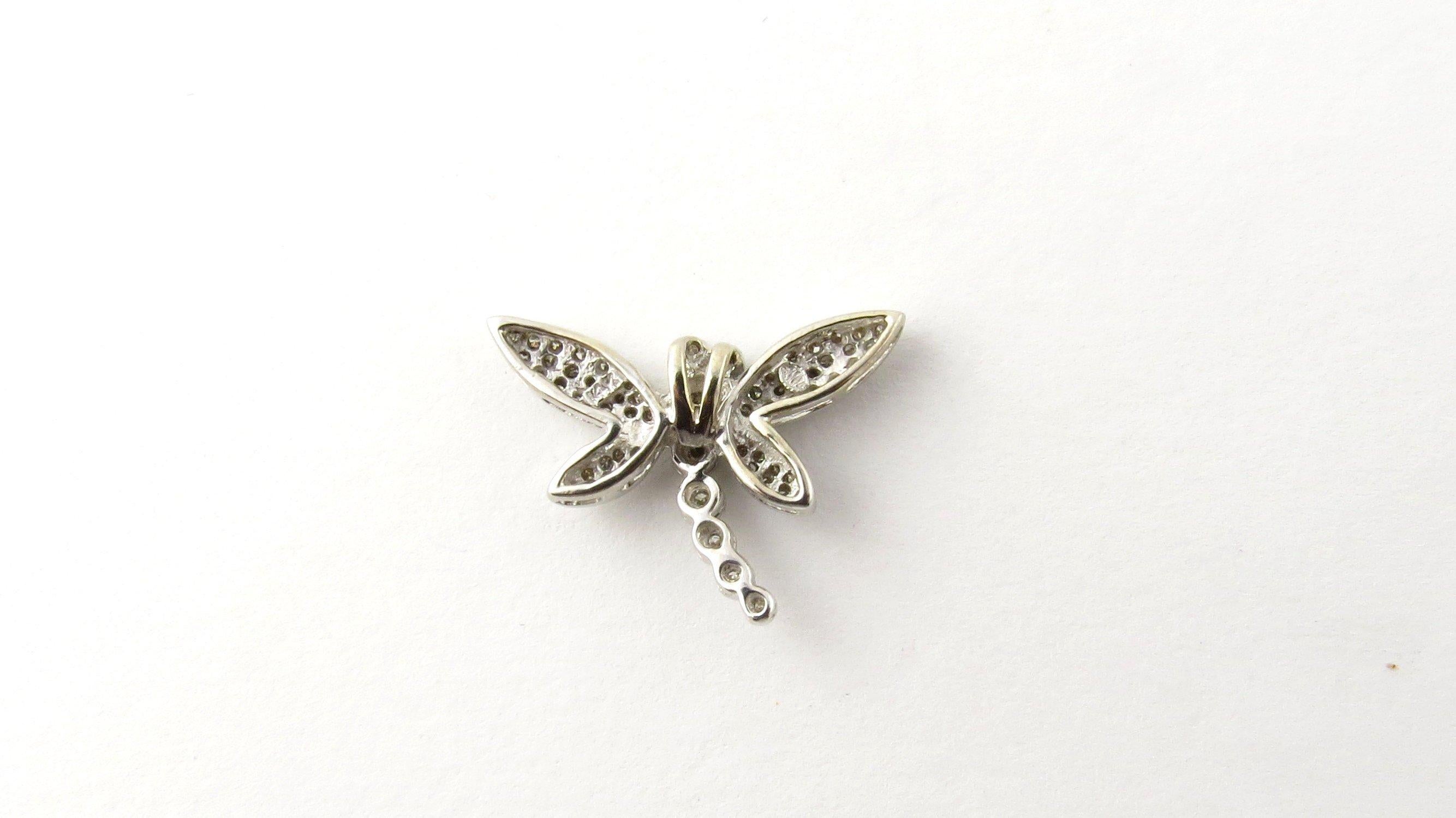 Women's 14 Karat White Gold Diamond Dragonfly Pendant