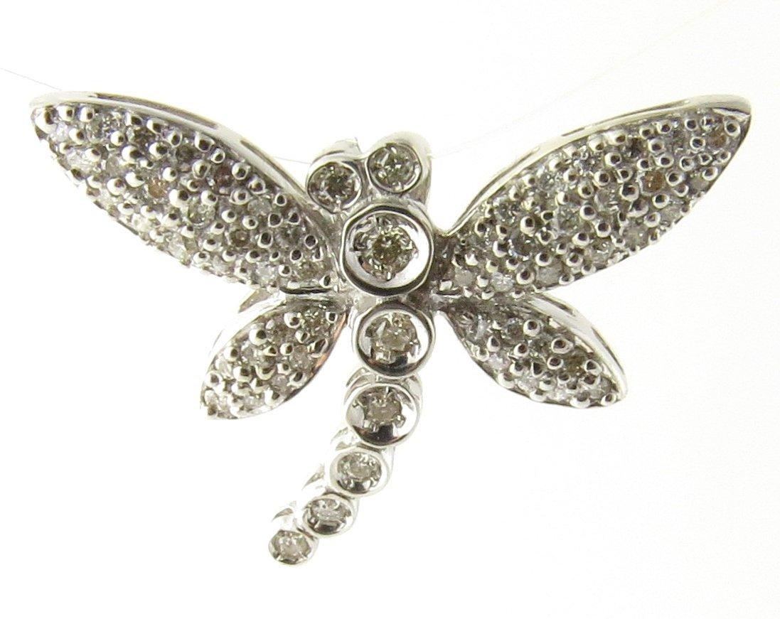 14 Karat White Gold Diamond Dragonfly Pendant 1