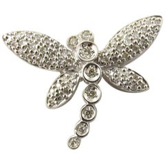 Vintage 14 Karat White Gold Diamond Dragonfly Pendant