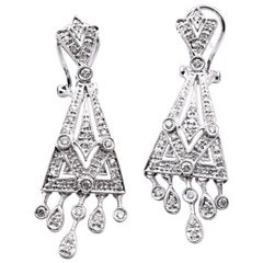 14 Karat White Gold Diamond Drop Earrings