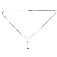 14 Karat White Gold Diamond Drop Necklace #23034