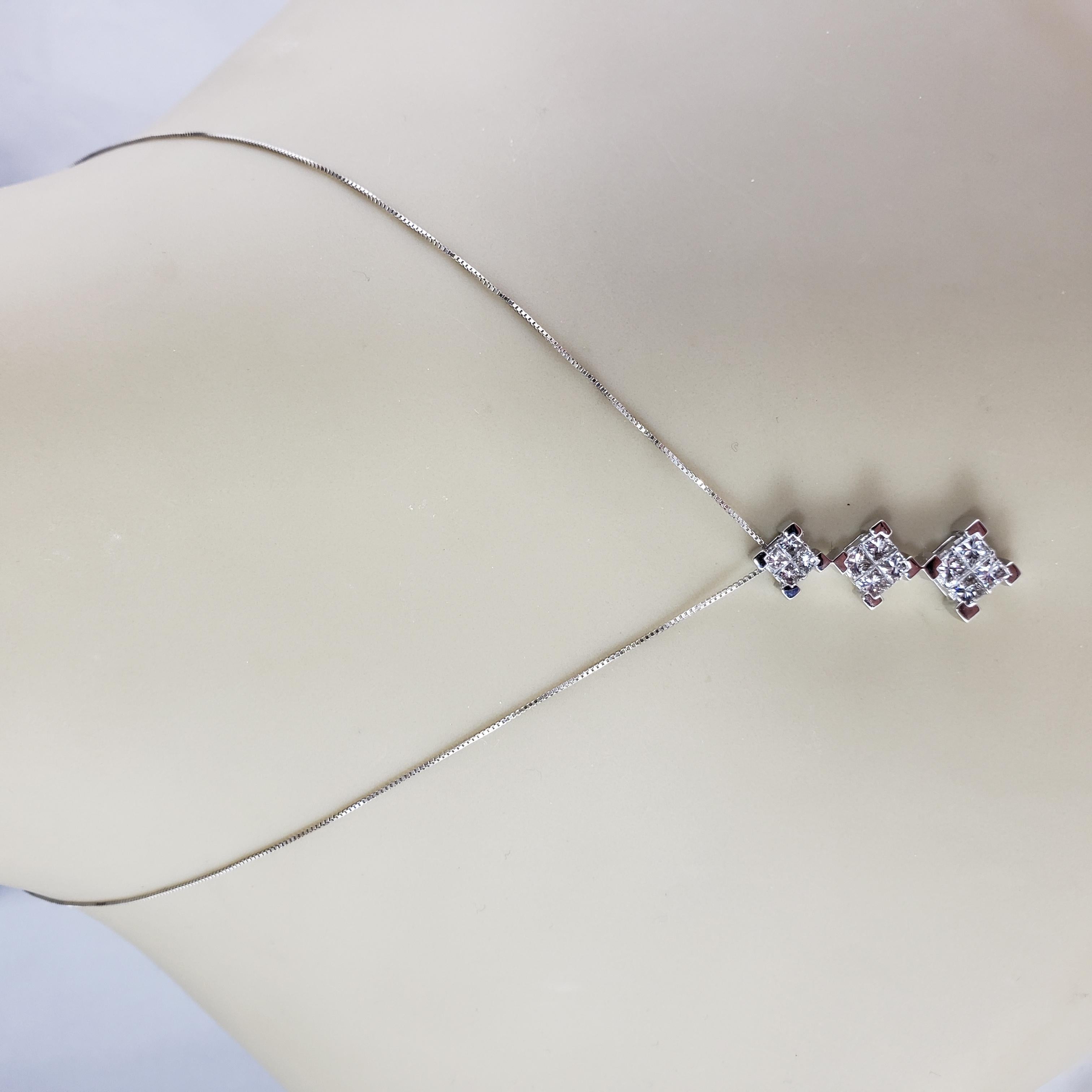 14 Karat White Gold Diamond Drop Pendant Necklace For Sale 2