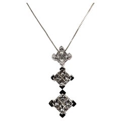 14 Karat White Gold Diamond Drop Pendant Necklace