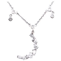 14 Karat White Gold Diamond Drops by The Yard with Diamond Moon Necklace