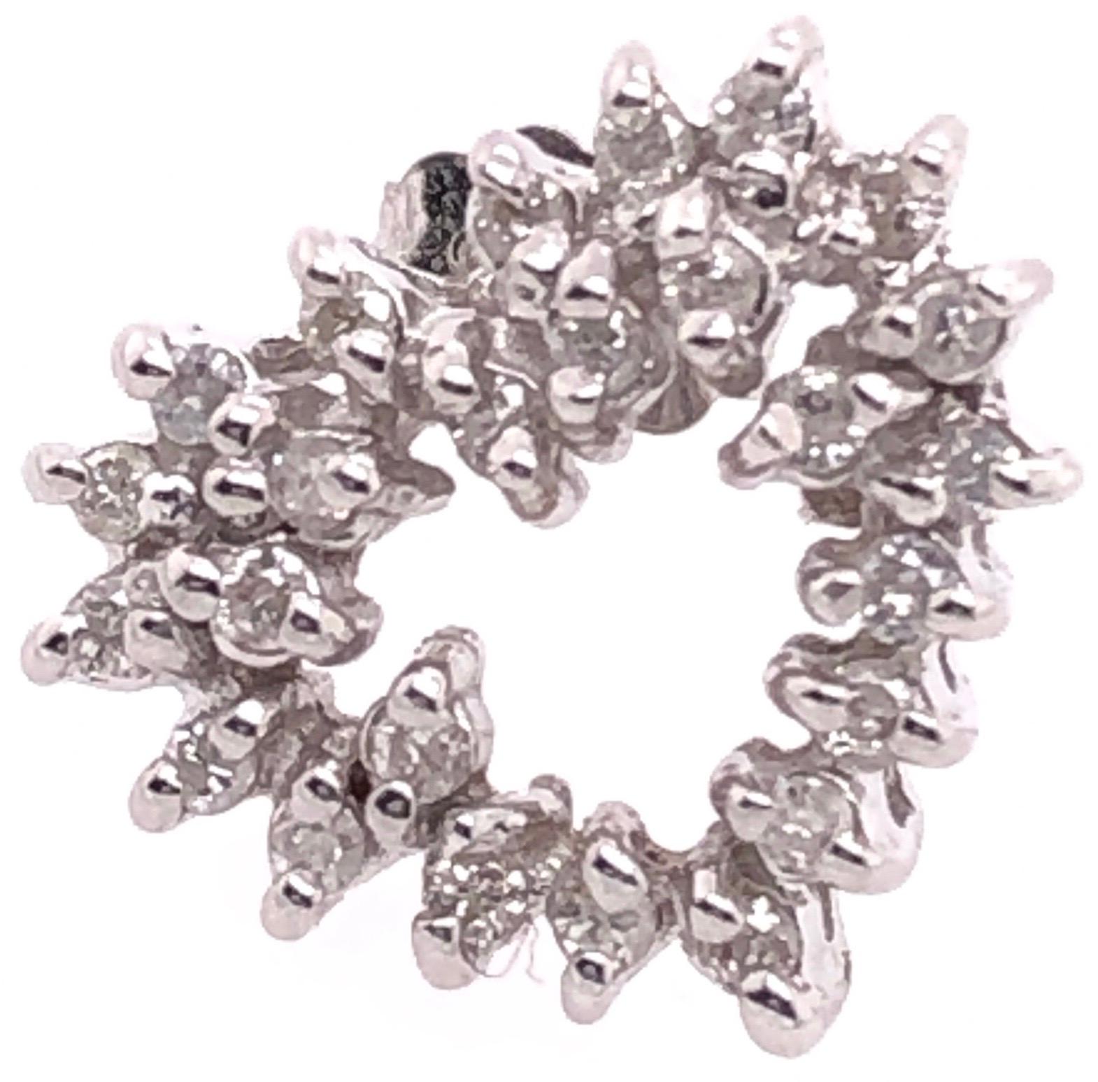 Round Cut 14 Karat White Gold Diamond Encrusted Heart Button / Stud Earrings For Sale