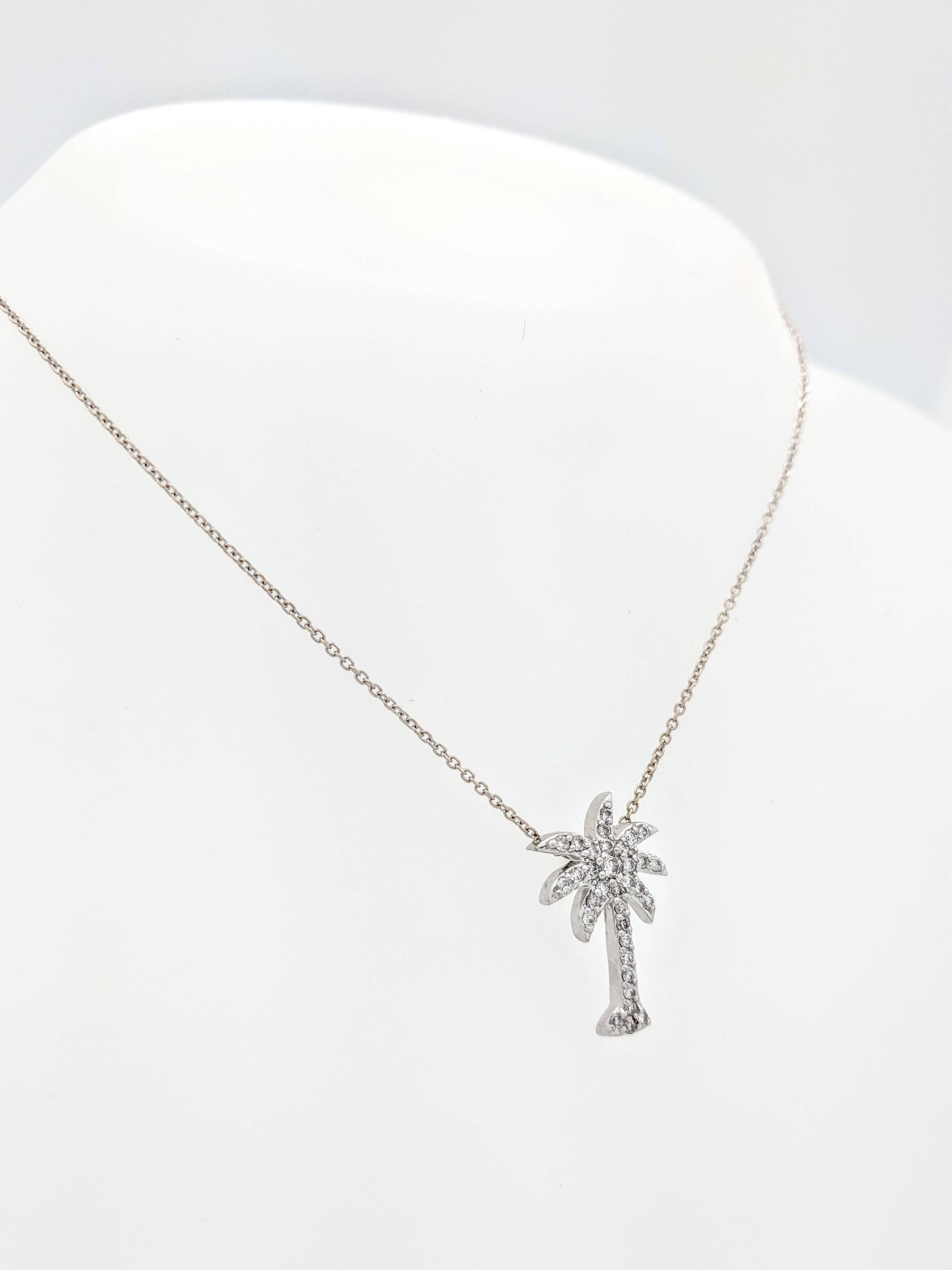 white gold palm tree necklace